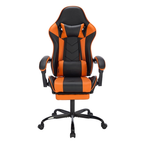Aithera Ergonomic Gaming Chair — Footrest, Massage Lumbar, Headrest | Black & Orange