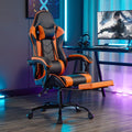 Aithera Ergonomic Gaming Chair — Footrest, Massage Lumbar, Headrest | Black & Orange
