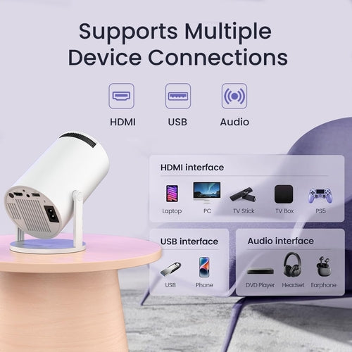 Android 11 Smart Projector – 720p HD, WiFi, 120" Display