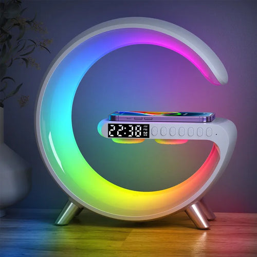 Multifunctional Wireless Charger Alarm Clock with Bluetooth Speaker & RGB Light